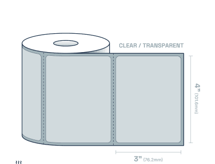 250 clear adhesive labels roll, 4 by 3 inches